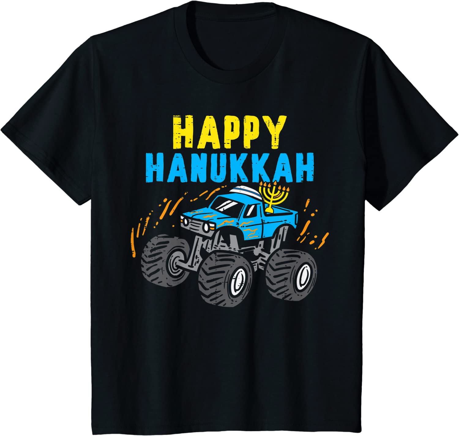 Kids Happy Hanukkah Monster Truck Jew Kids Toddler Boys