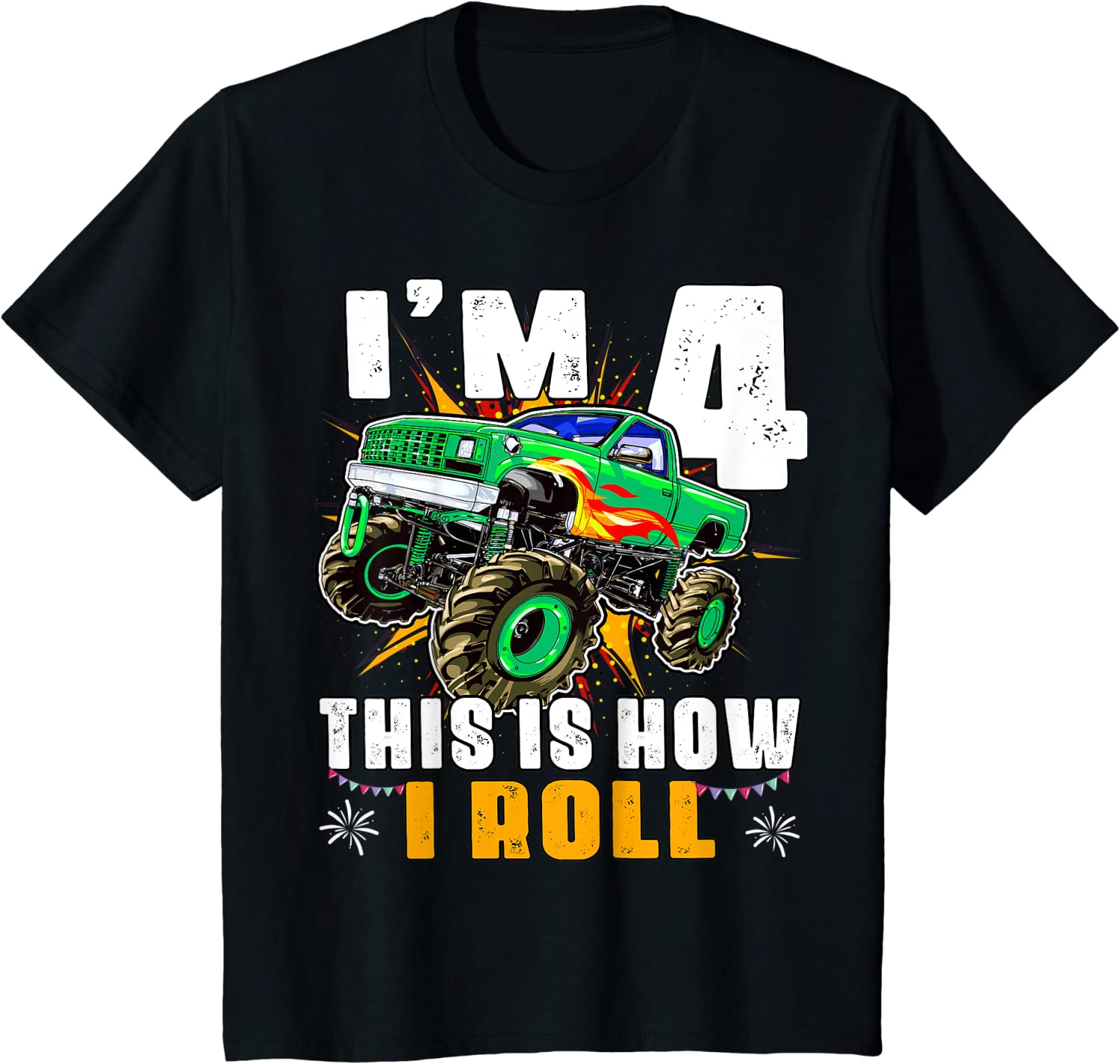 Kids I'm 4 This is how I roll Monster Truck 4th Birthda