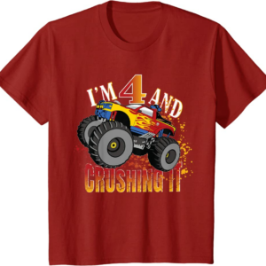 I'm 4 And Crushing It 4th Birthday Child Monster Truck 