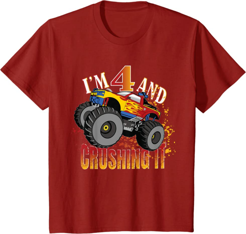 I'm 4 And Crushing It 4th Birthday Child Monster Truck