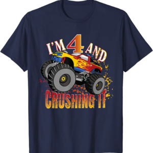 I'm 4 And Crushing It 4th Birthday Child Monster Truck 