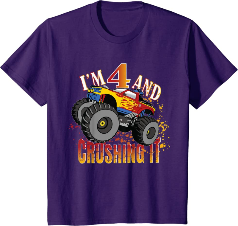 I'm 4 And Crushing It 4th Birthday Child Monster Truck