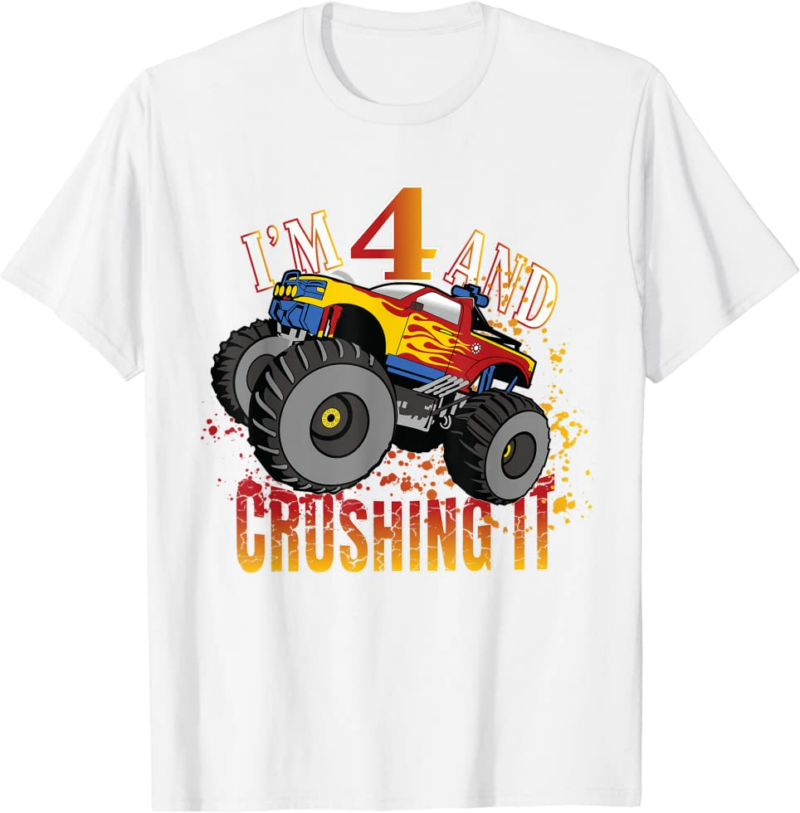 I'm 4 And Crushing It 4th Birthday Child Monster Truck