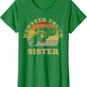 Monster Truck Sister Vintage Retro Sunset Gift For Sist
