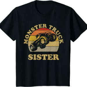 Monster Truck Sister Vintage Retro Sunset Gift For Sist