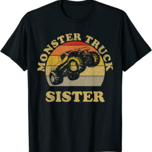Monster Truck Sister Vintage Retro Sunset Gift For Sist