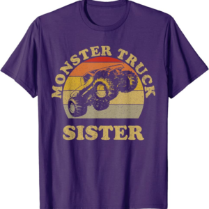 Monster Truck Sister Vintage Retro Sunset Gift For Sist