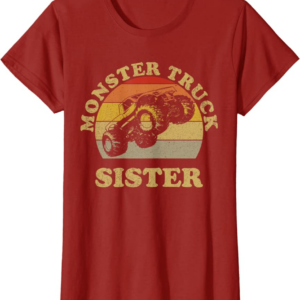 Monster Truck Sister Vintage Retro Sunset Gift For Sist