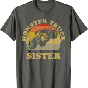 Monster Truck Sister Vintage Retro Sunset Gift For Sist