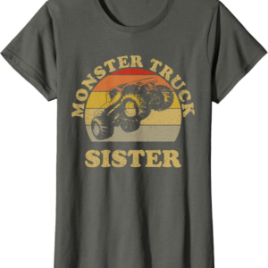 Monster Truck Sister Vintage Retro Sunset Gift For Sist