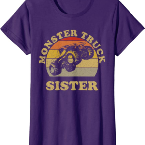 Monster Truck Sister Vintage Retro Sunset Gift For Sist