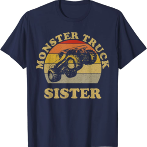Monster Truck Sister Vintage Retro Sunset Gift For Sist