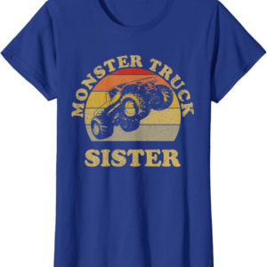 Monster Truck Sister Vintage Retro Sunset Gift For Sist