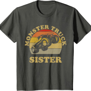 Monster Truck Sister Vintage Retro Sunset Gift For Sist