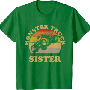 Monster Truck Sister Vintage Retro Sunset Gift For Sist