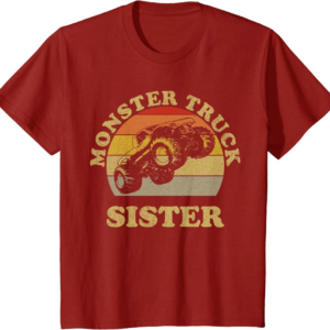 Monster Truck Sister Vintage Retro Sunset Gift For Sist