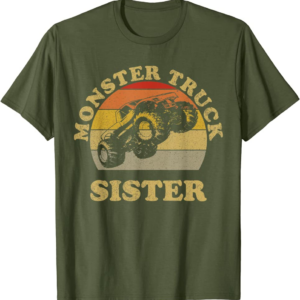 Monster Truck Sister Vintage Retro Sunset Gift For Sist