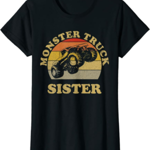 Monster Truck Sister Vintage Retro Sunset Gift For Sist