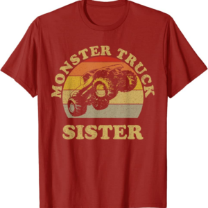 Monster Truck Sister Vintage Retro Sunset Gift For Sist