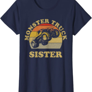 Monster Truck Sister Vintage Retro Sunset Gift For Sist