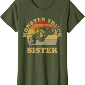Monster Truck Sister Vintage Retro Sunset Gift For Sist