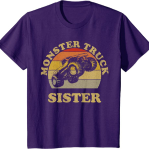 Monster Truck Sister Vintage Retro Sunset Gift For Sist
