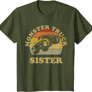 Monster Truck Sister Vintage Retro Sunset Gift For Sist