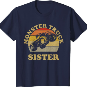 Monster Truck Sister Vintage Retro Sunset Gift For Sist