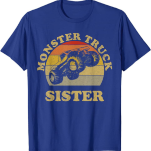 Monster Truck Sister Vintage Retro Sunset Gift For Sist