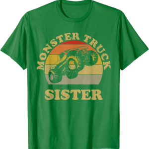 Monster Truck Sister Vintage Retro Sunset Gift For Sist