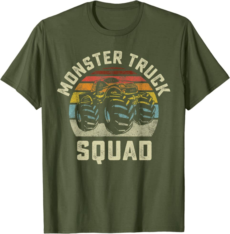 Monster Truck Squad Vintage Retro Style Matching Friend