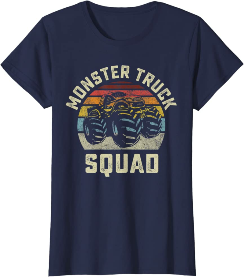 Monster Truck Squad Vintage Retro Style Matching Friend