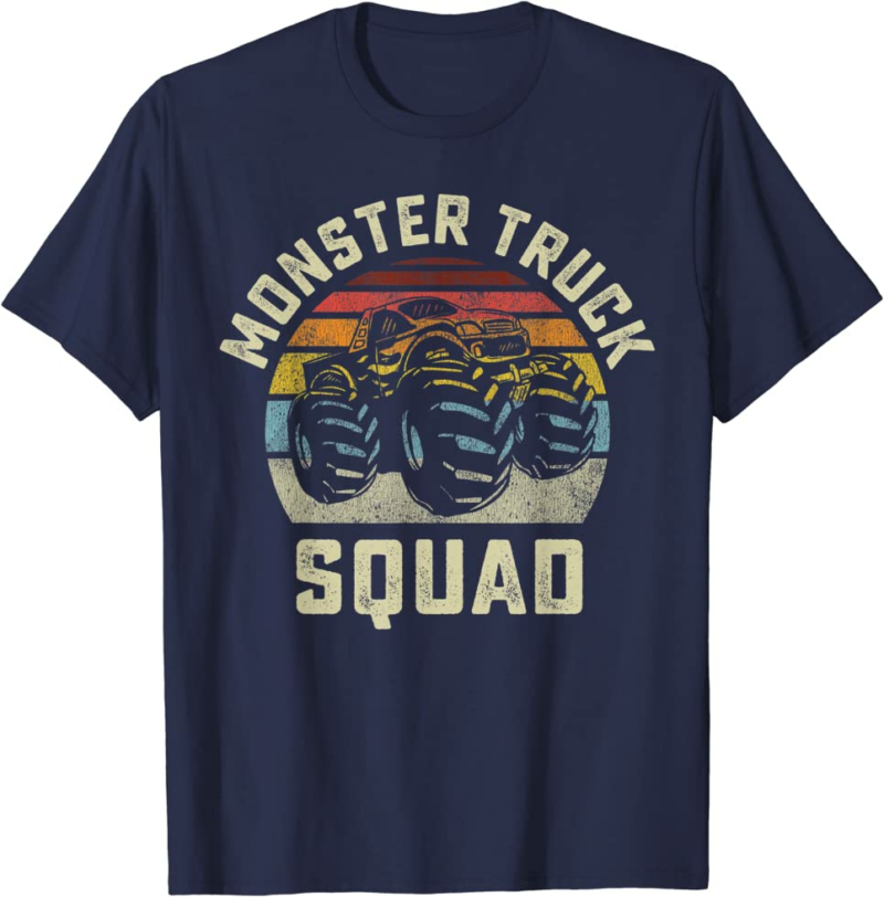 Monster Truck Squad Vintage Retro Style Matching Friend