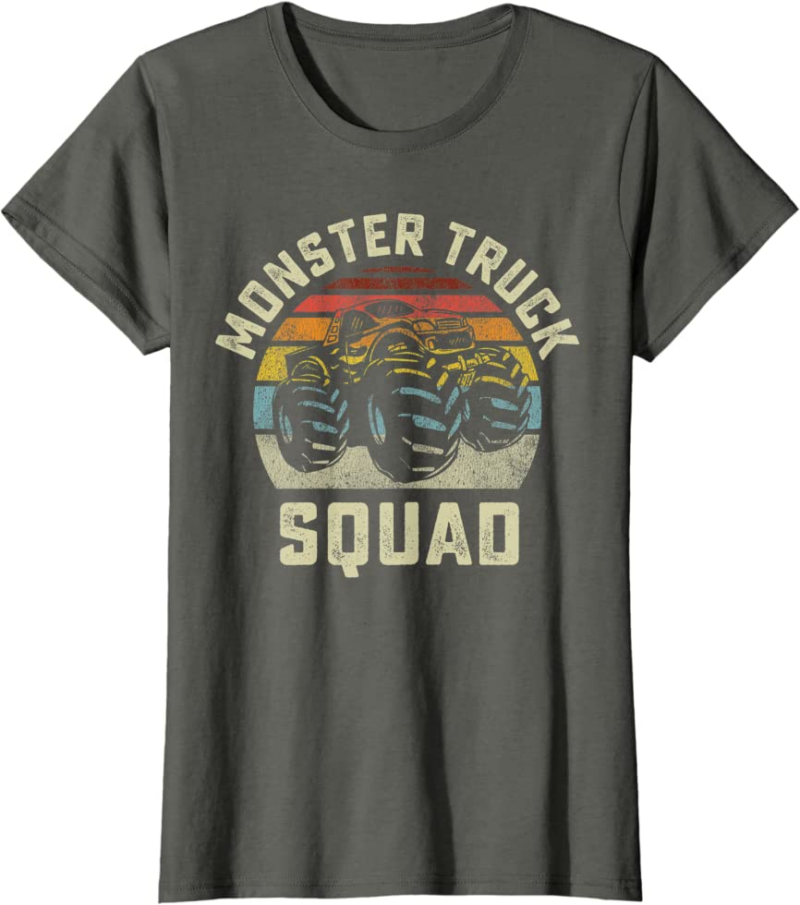 Monster Truck Squad Vintage Retro Style Matching Friend