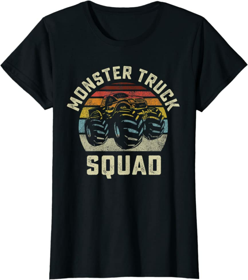 Monster Truck Squad Vintage Retro Style Matching Friend