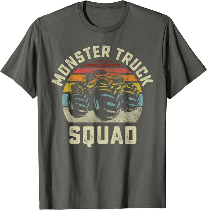 Monster Truck Squad Vintage Retro Style Matching Friend