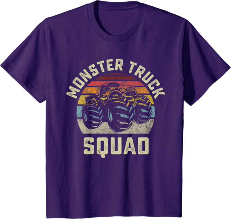 Monster Truck Squad Vintage Retro Style Matching Friend