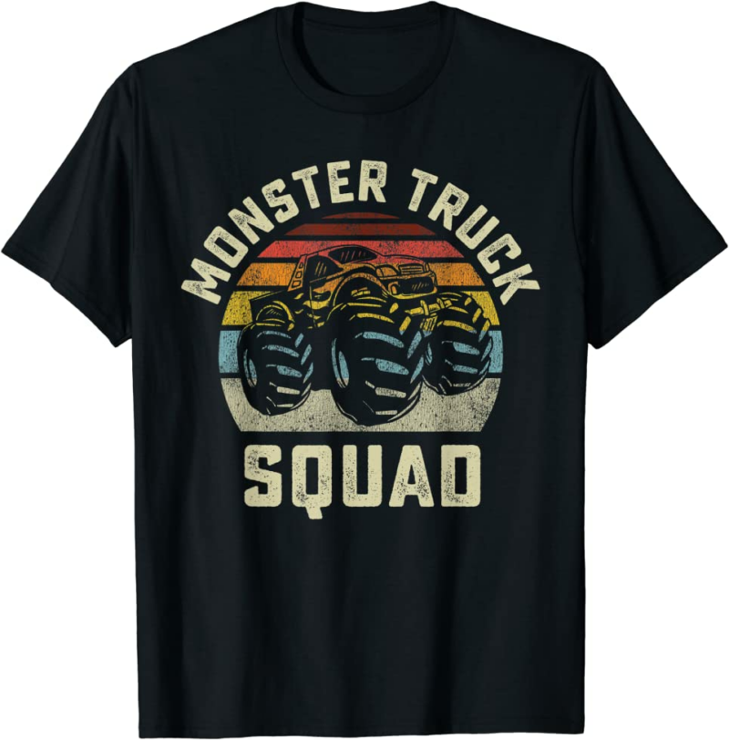 Monster Truck Squad Vintage Retro Style Matching Friend
