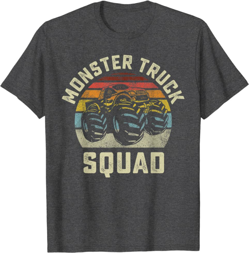 Monster Truck Squad Vintage Retro Style Matching Friend