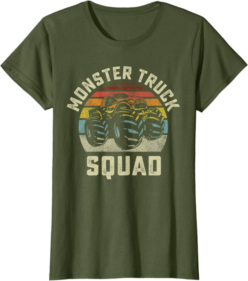 Monster Truck Squad Vintage Retro Style Matching Friend