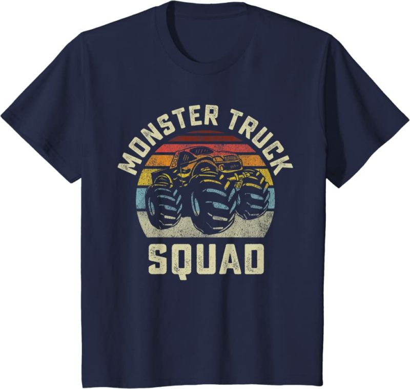 Monster Truck Squad Vintage Retro Style Matching Friend