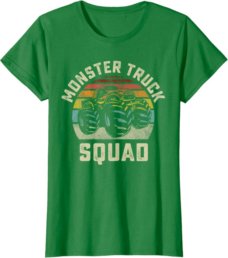 Monster Truck Squad Vintage Retro Style Matching Friend