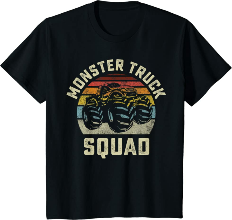 Monster Truck Squad Vintage Retro Style Matching Friend