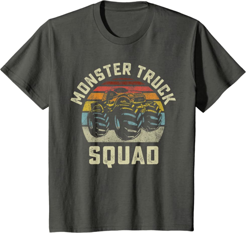 Monster Truck Squad Vintage Retro Style Matching Friend
