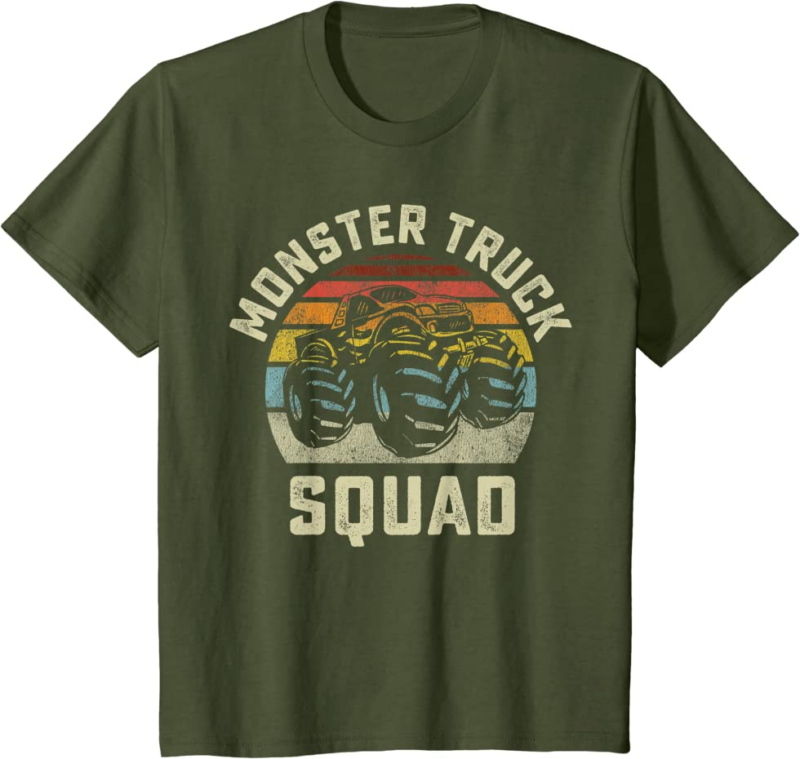 Monster Truck Squad Vintage Retro Style Matching Friend