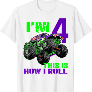 Monster Trucks Are My Jam - 4th Birthday Boy - 4 years 