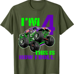 Monster Trucks Are My Jam - 4th Birthday Boy - 4 years 