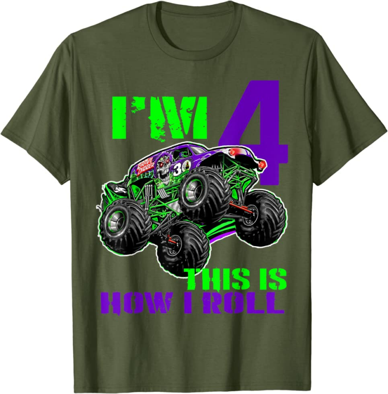 Monster Trucks Are My Jam - 4th Birthday Boy - 4 years