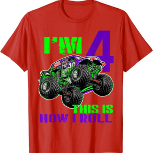 Monster Trucks Are My Jam - 4th Birthday Boy - 4 years 