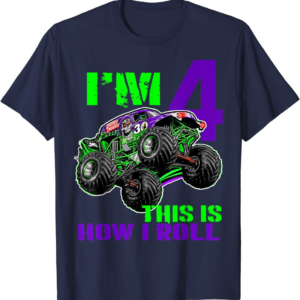 Monster Trucks Are My Jam - 4th Birthday Boy - 4 years 